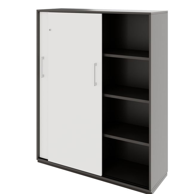 PRO Schiebetürenschrank | 4 OH, 1200 x 1510 mm, Graphit / Weiß PRO Schiebetürenschrank | 4 OH, 1200 x 1510 mm, Graphit / Weiß