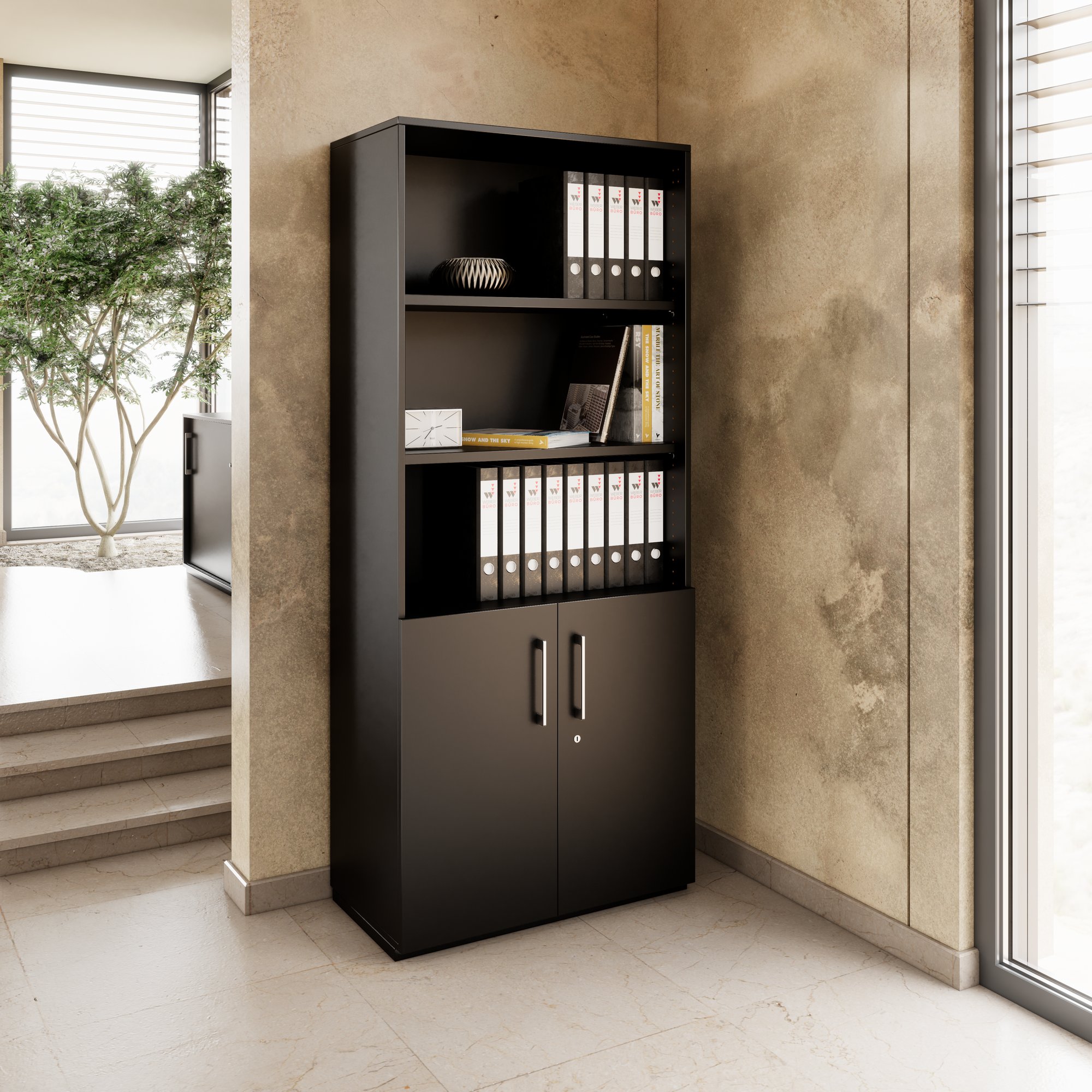 PRO combination cabinet | 5 OH, 800 x 1880 mm, black - 14 Main Image