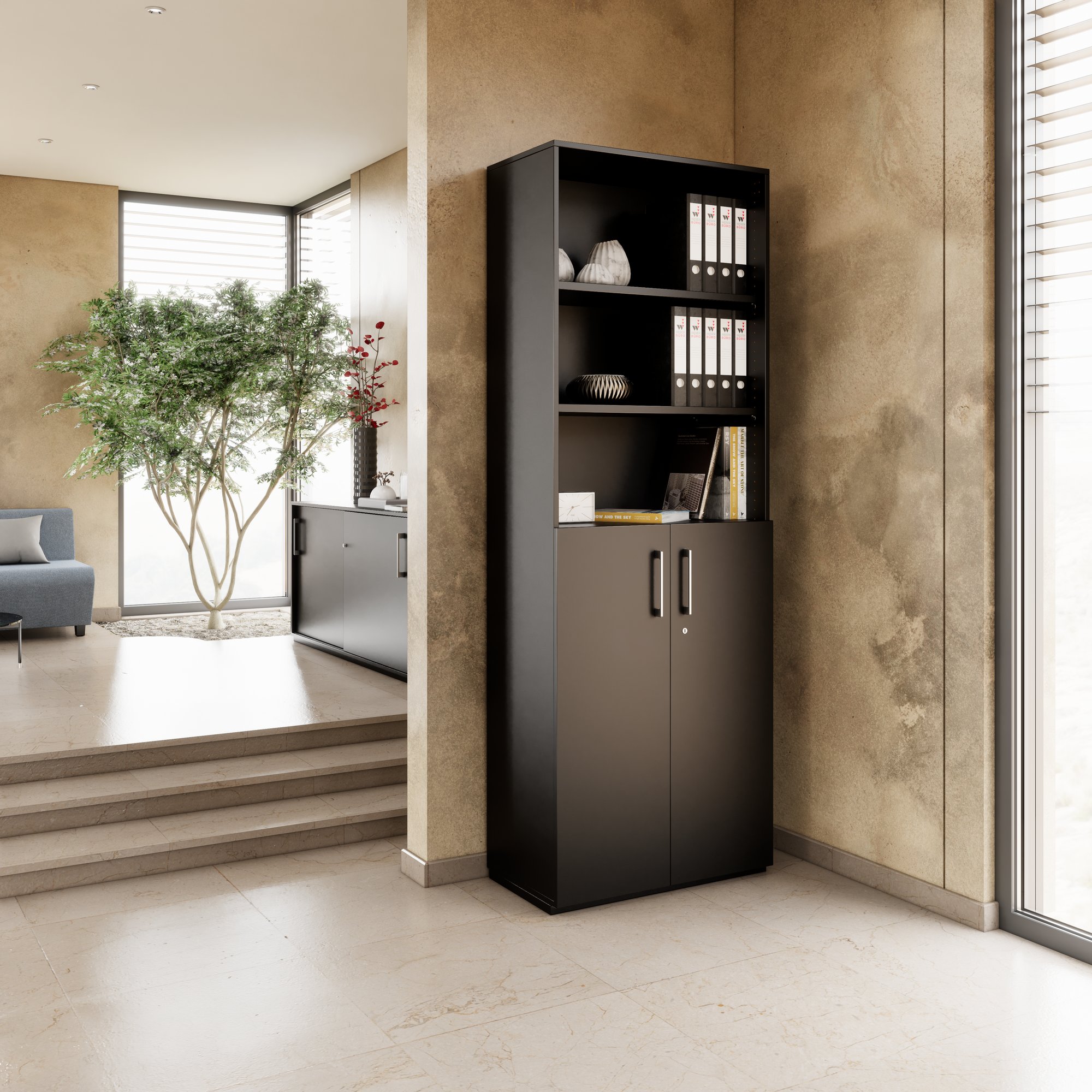 PRO combination cabinet | 6 OH, 800 x 2250 mm, black - 14 Main Image