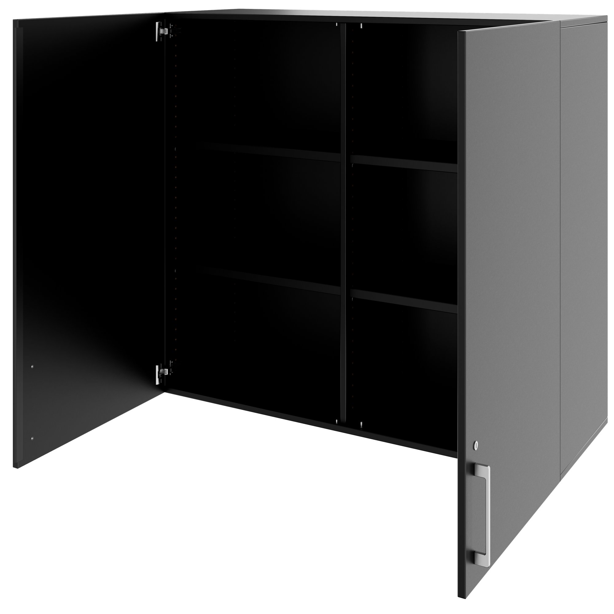 PRO Aufsatzschrank | 3 OH, 800 - 1200 x 1110 mm, Soft-Close, Schwarz - 4 Main Image