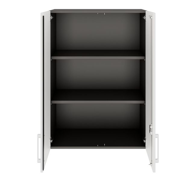 PRO Armoire haute | 3 classeurs, 800 - 1200 x 1110 mm, fermeture douce, graphite / blanc  - 3 Main Image