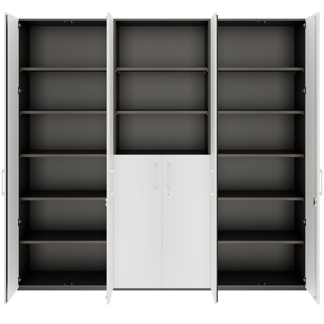PRO Schrankwand | 6 OH, 2400 x 2250 mm, Graphit / Weiß PRO Schrankwand | 6 OH, 2400 x 2250 mm, Graphit / Weiß