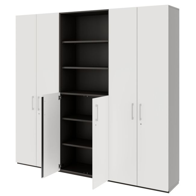 PRO Schrankwand | 6 OH, 2400 x 2250 mm, Graphit / Weiß PRO Schrankwand | 6 OH, 2400 x 2250 mm, Graphit / Weiß