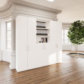 PRO Schrankwand | 6 OH, 2400 x 2250 mm, Weiß