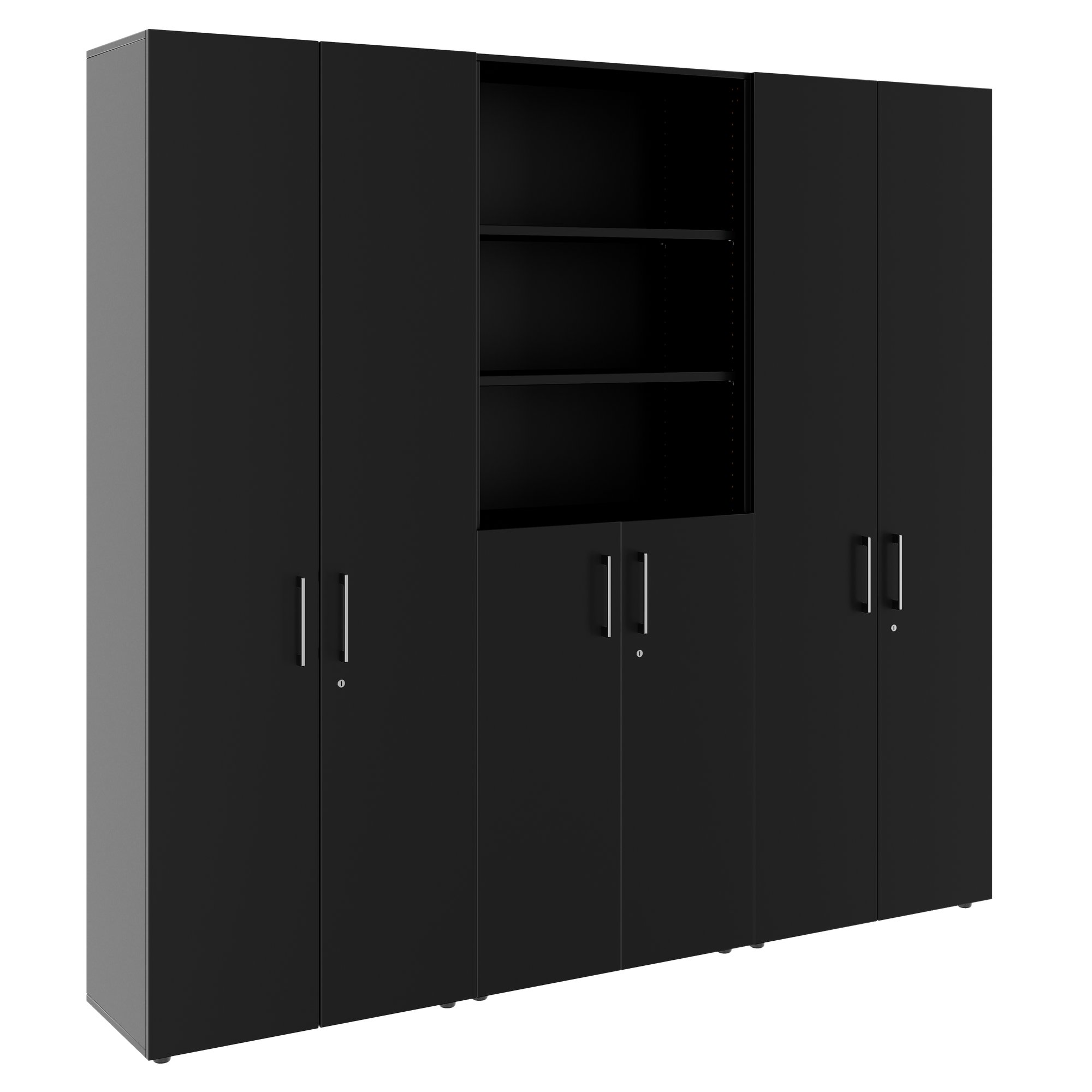 PRO Schrankwand | 6 OH, 2400 x 2250 mm, Schwarz - 1 Main Image