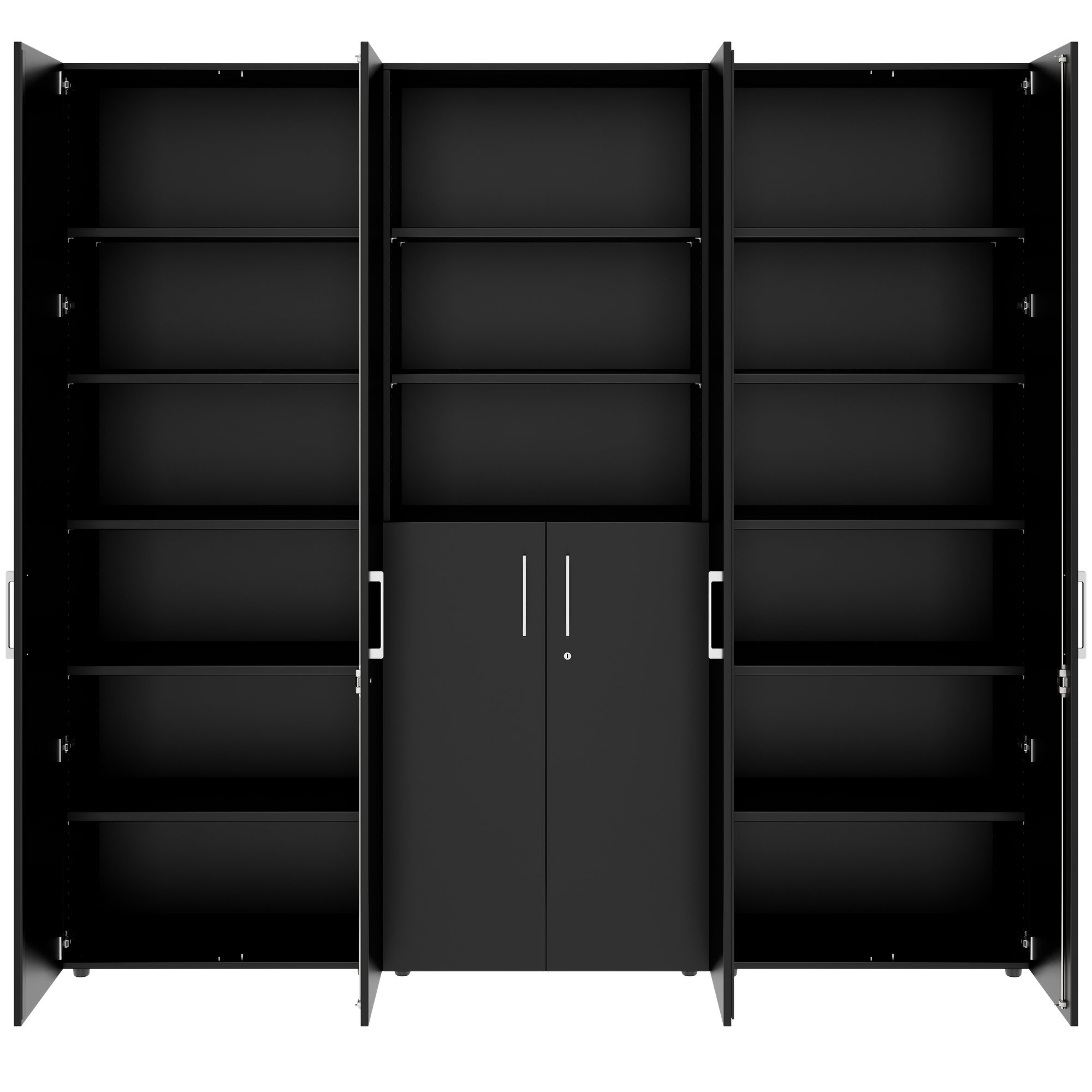 PRO Schrankwand | 6 OH, 2400 x 2250 mm, Schwarz - 3 Main Image