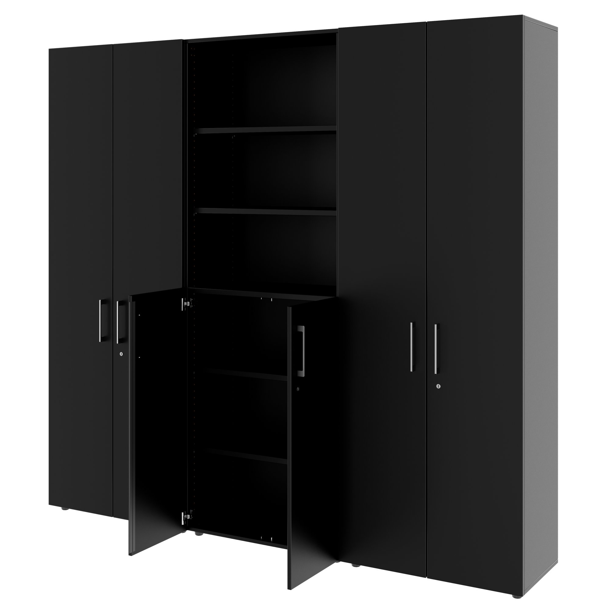 PRO Schrankwand | 6 OH, 2400 x 2250 mm, Schwarz - 4 Main Image