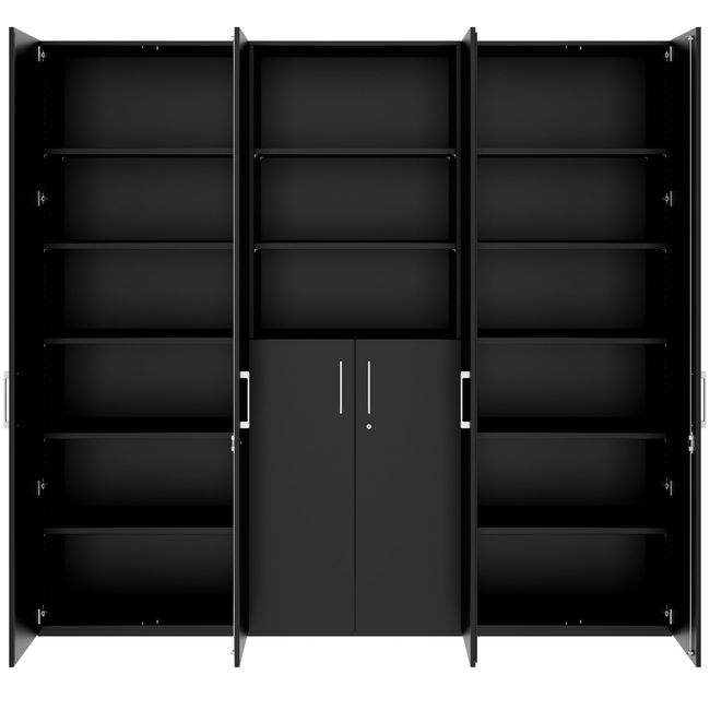 PRO Schrankwand | 6 OH, 2400 x 2250 mm, Schwarz
