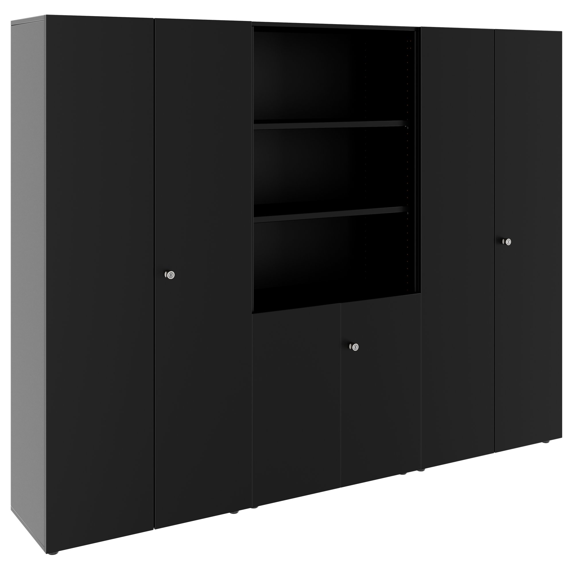 PRO Schrankwand | 5 OH, 2400 x 1880 mm, Schwarz - 1 Main Image