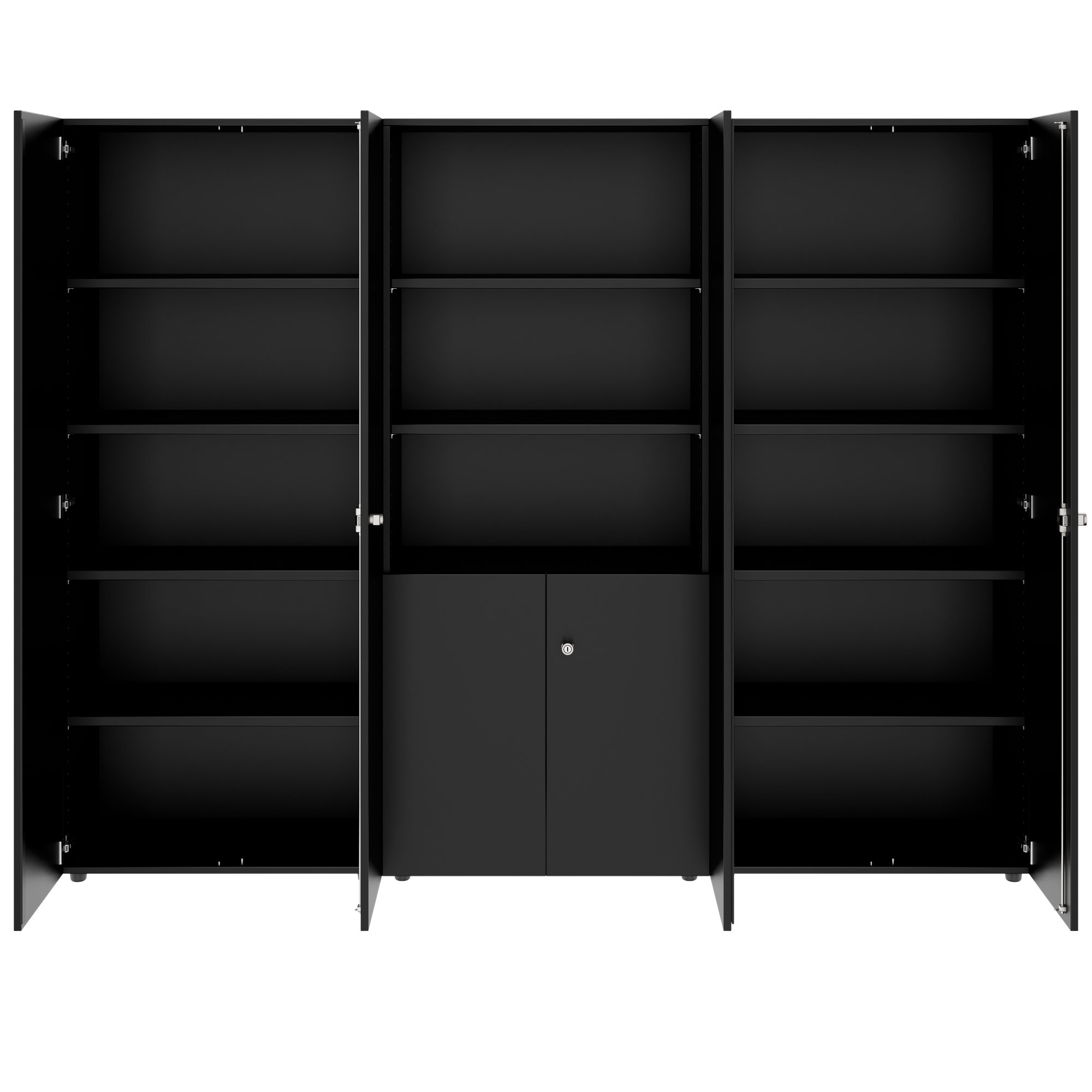 PRO Schrankwand | 5 OH, 2400 x 1880 mm, Schwarz - 3 Main Image