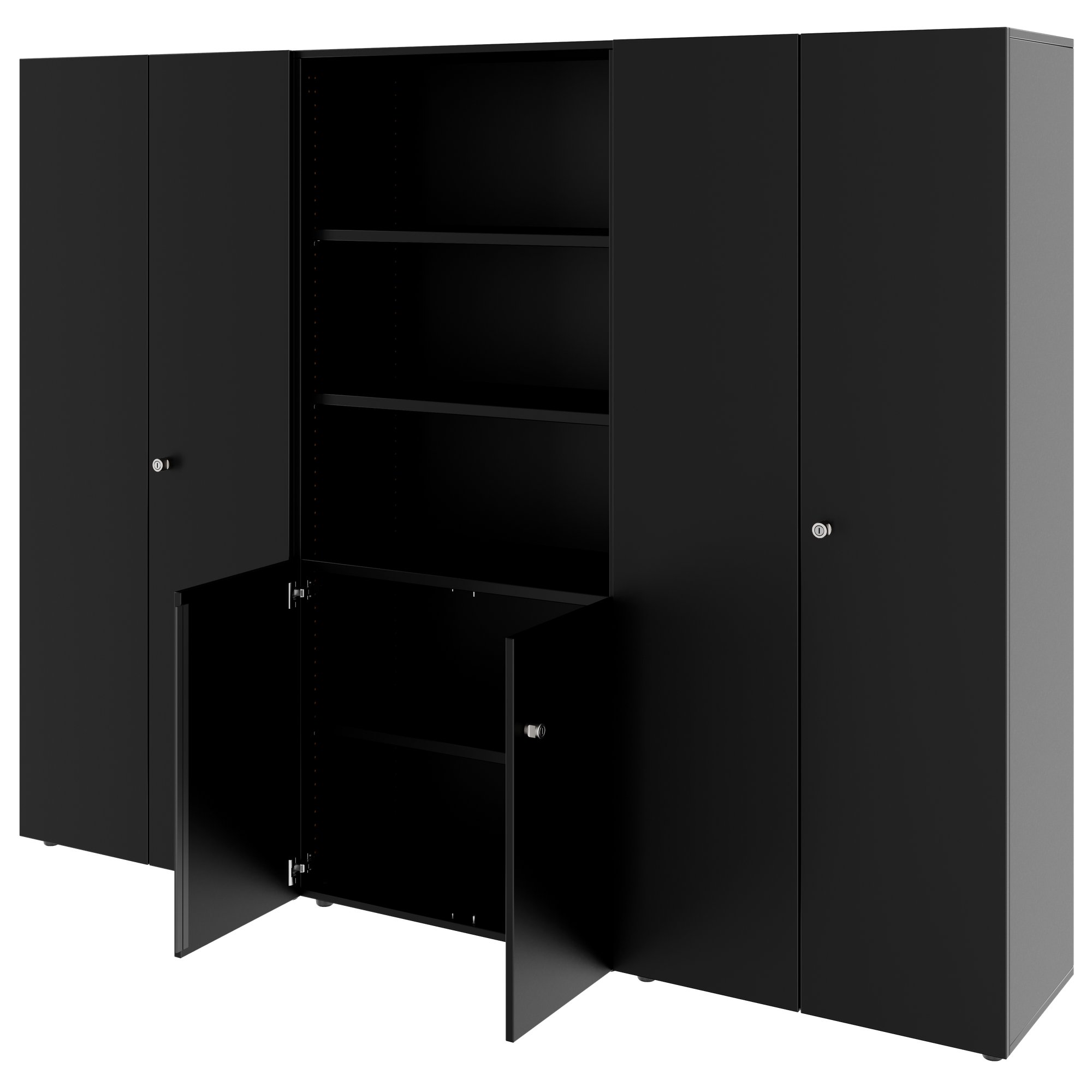 PRO Schrankwand | 5 OH, 2400 x 1880 mm, Schwarz - 4 Main Image