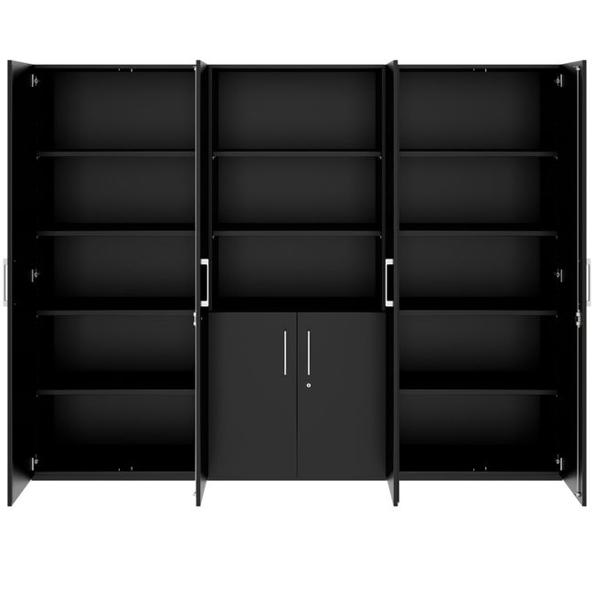 PRO Schrankwand | 5 OH, 2400 x 1880 mm, Schwarz