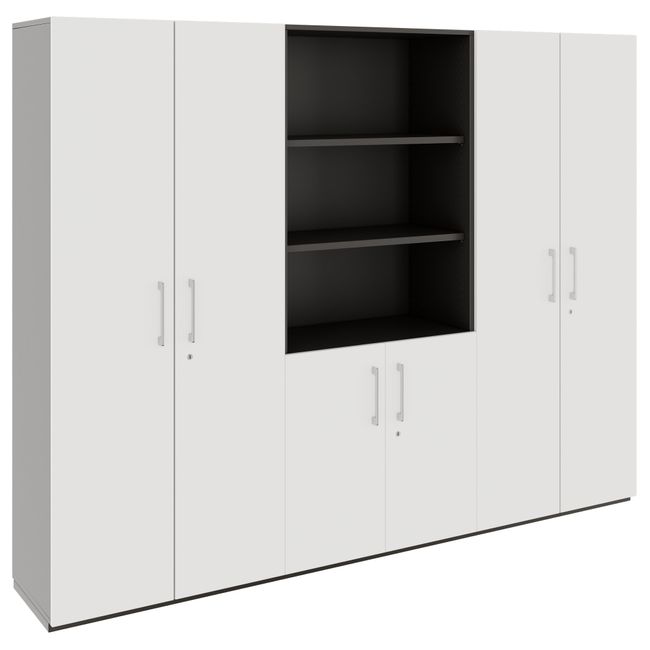 PRO Schrankwand | 5 OH, 2400 x 1880 mm, Graphit / Weiß