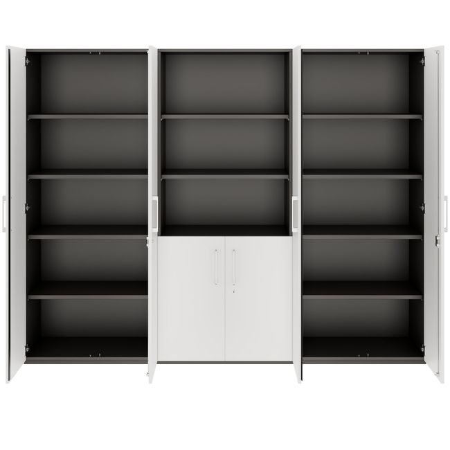 PRO Schrankwand | 5 OH, 2400 x 1880 mm, Graphit / Weiß