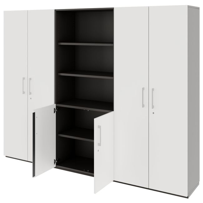 PRO Schrankwand | 5 OH, 2400 x 1880 mm, Graphit / Weiß