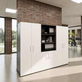 PRO Schrankwand | 5 OH, 2400 x 1880 mm, Graphit / Weiß