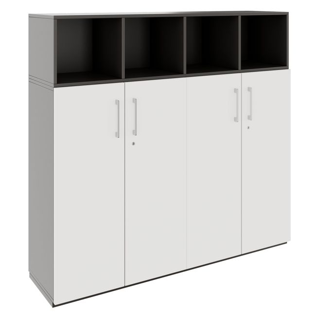PRO Schrankwand | 4 OH, 1600 x 1510 mm, Graphit / Weiß