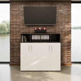 PRO Schrankwand | 4 OH, 1600 x 1510 mm, Graphit / Weiß