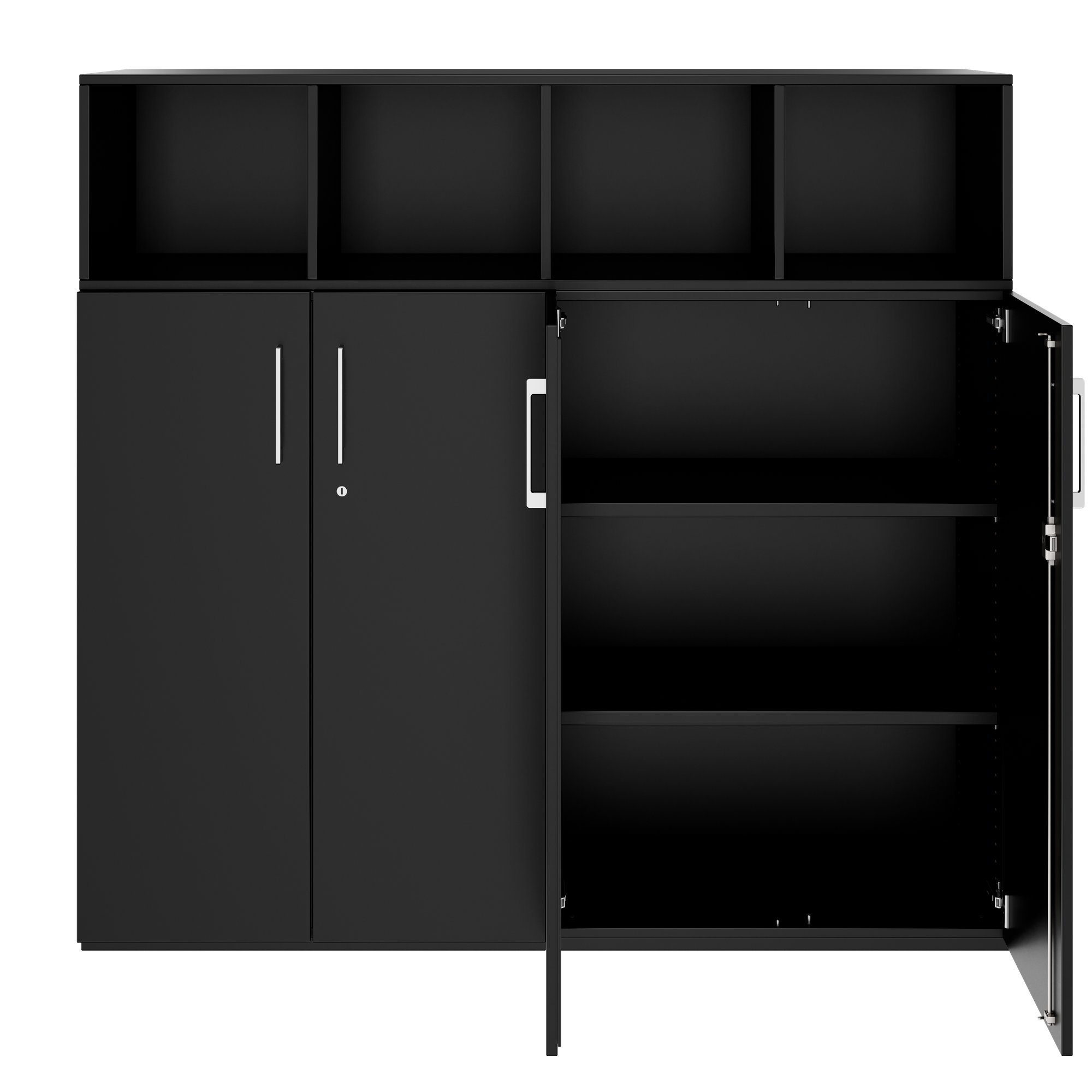 PRO Schrankwand | 4 OH, 1600 x 1510 mm, Schwarz - 3 Main Image
