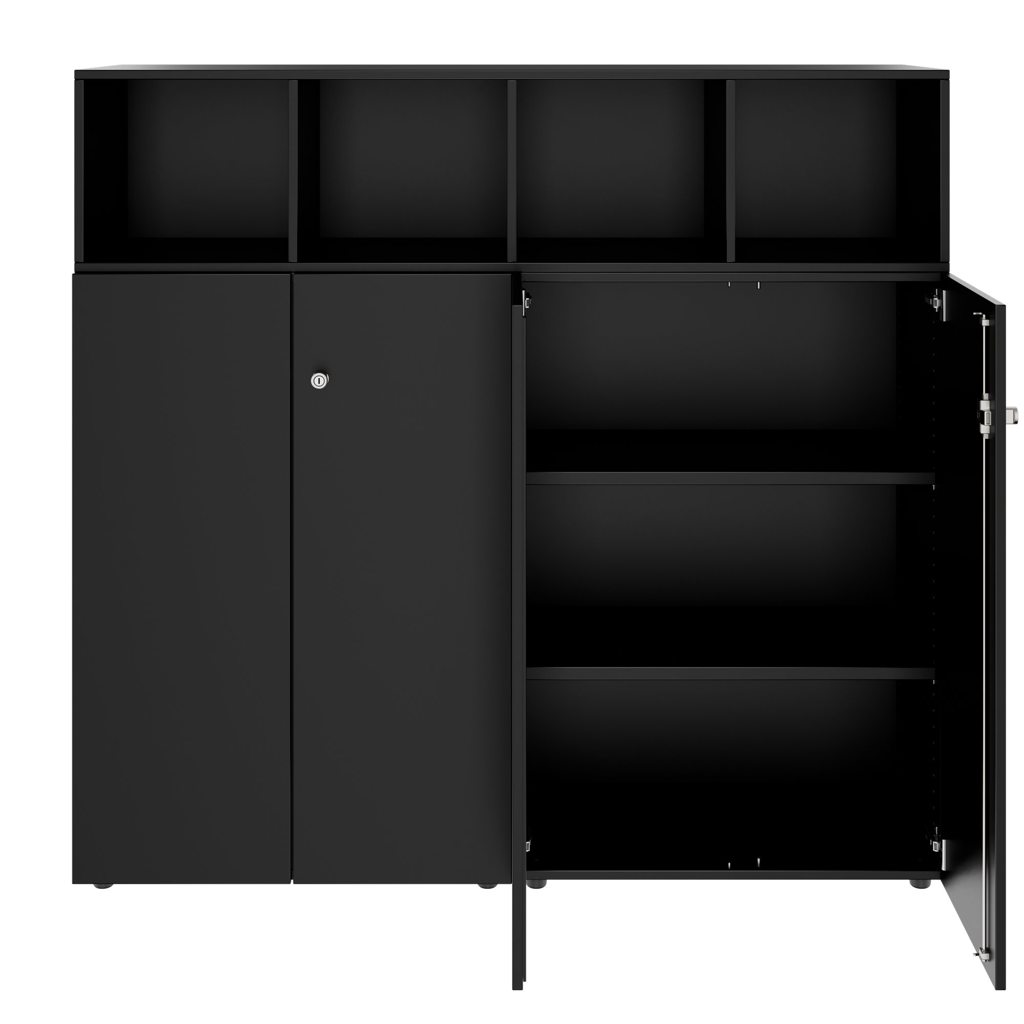 PRO Schrankwand | 4 OH, 1600 x 1510 mm, Schwarz - 3 Main Image
