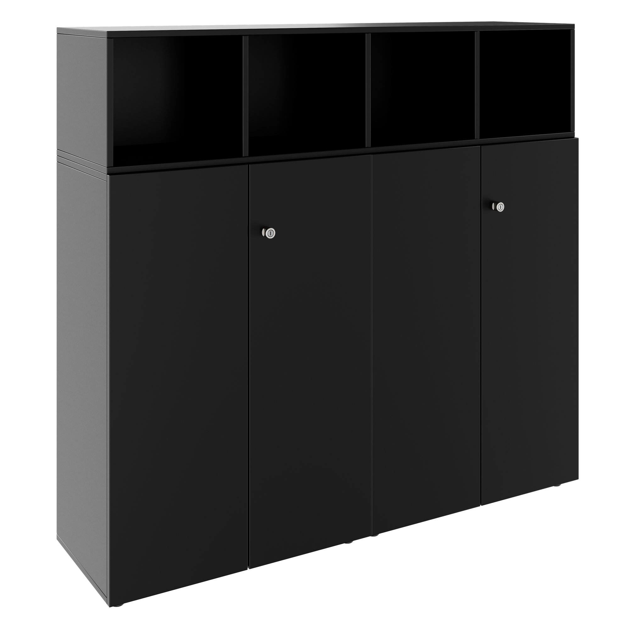 PRO Schrankwand | 4 OH, 1600 x 1510 mm, Schwarz - 1 Main Image