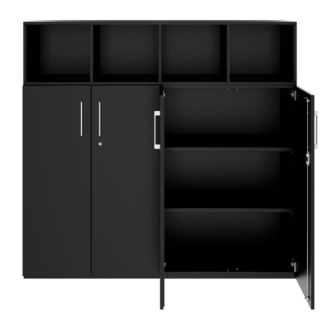 PRO Schrankwand | 4 OH, 1600 x 1510 mm, Schwarz