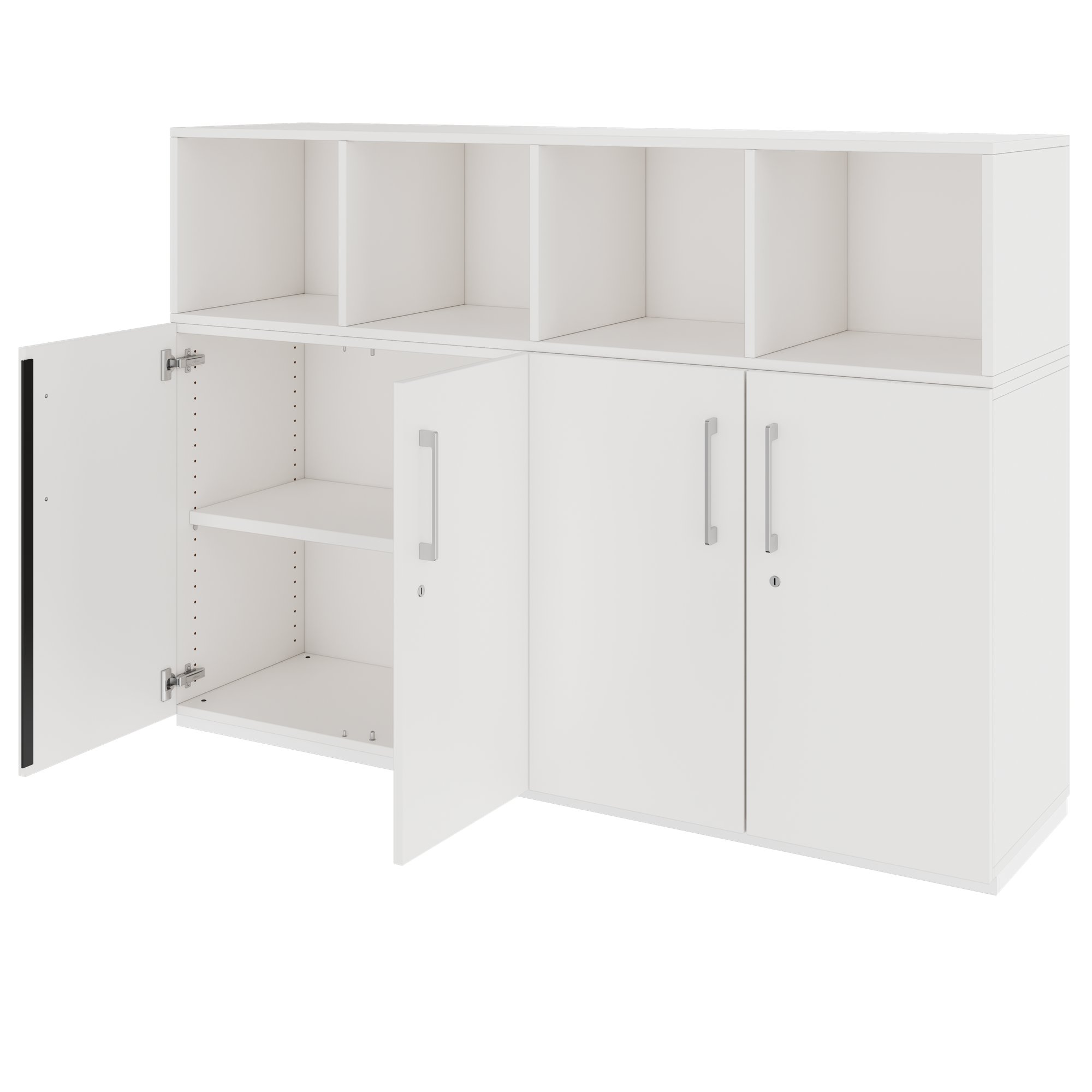 PRO Schrankwand | 3 OH, 1600 x 1140 mm, Weiss - 4 Main Image