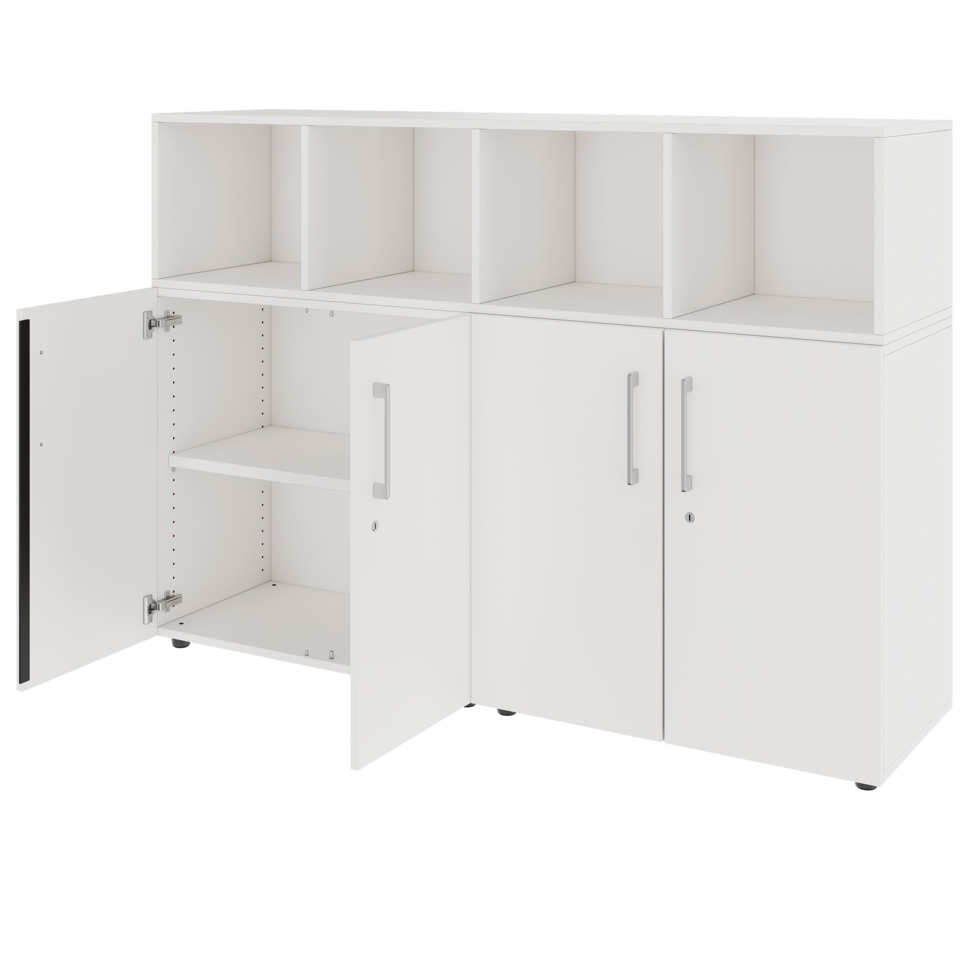 PRO Schrankwand | 3 OH, 1600 x 1140 mm, Weiss - 4 Main Image