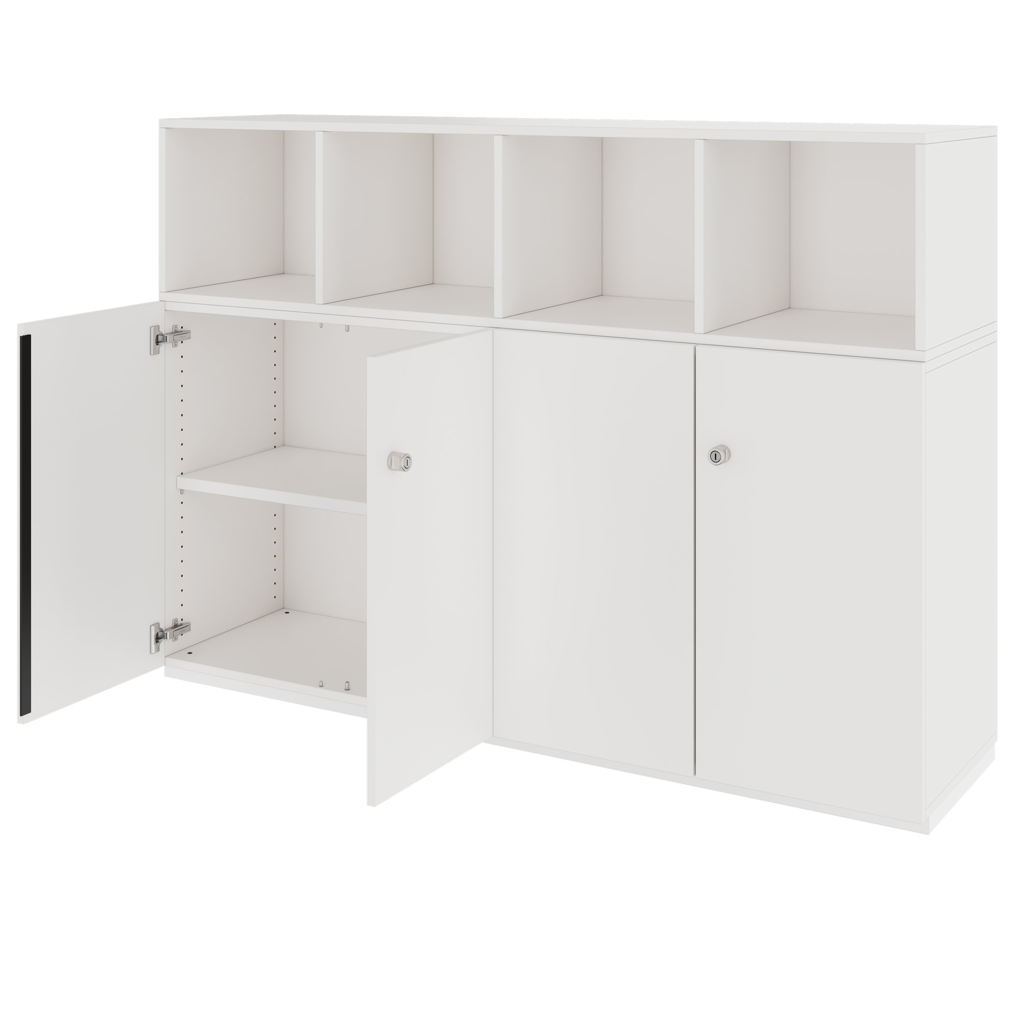 PRO Schrankwand | 3 OH, 1600 x 1140 mm, Weiss - 4 Main Image