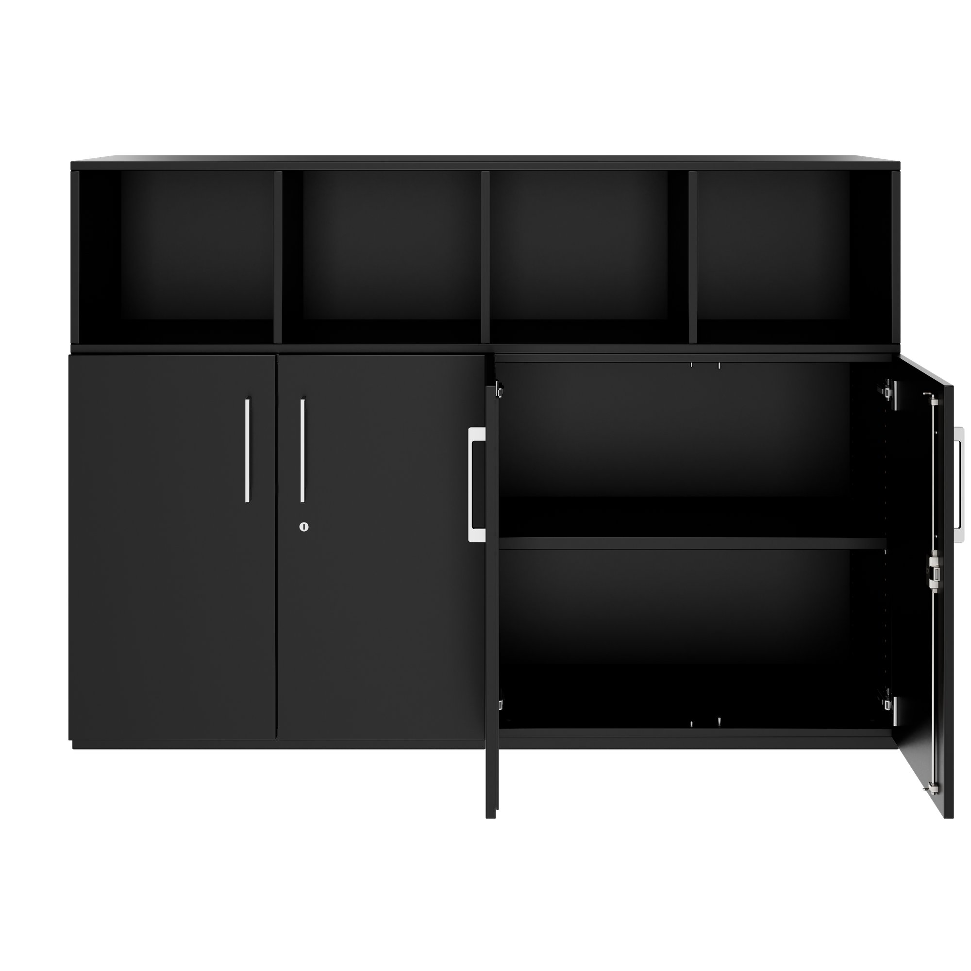 PRO Schrankwand | 3 OH, 1600 x 1140 mm, Schwarz - 3 Main Image