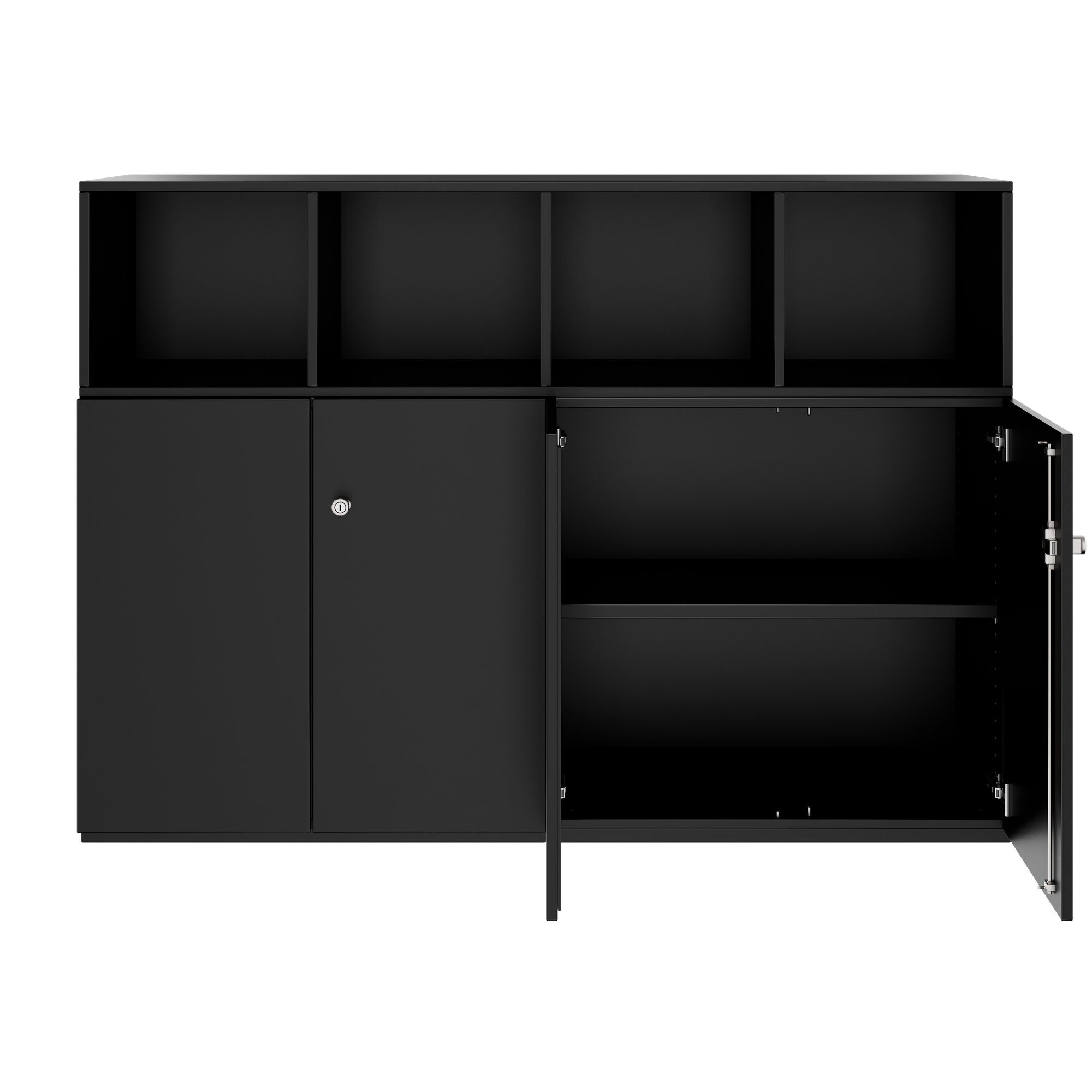PRO Schrankwand | 3 OH, 1600 x 1140 mm, Schwarz - 3 Main Image