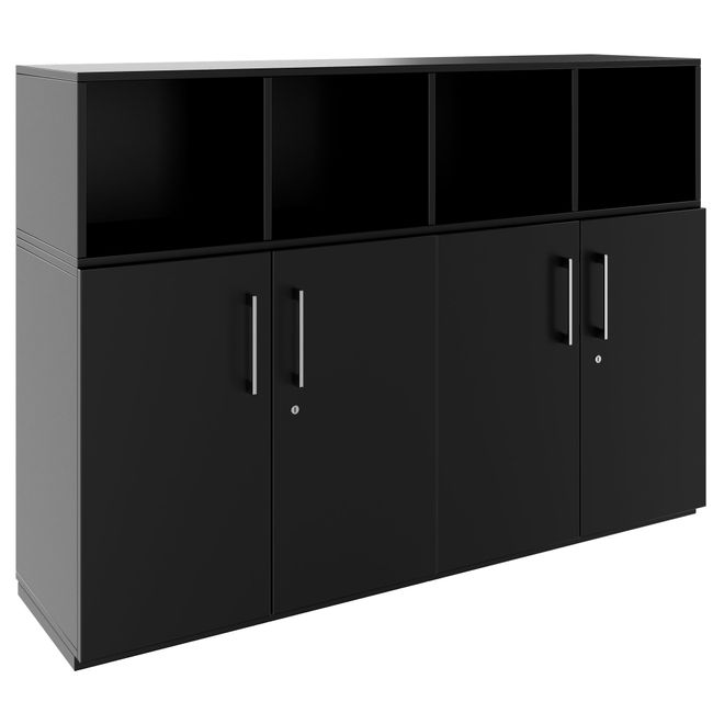 PRO Schrankwand | 3 OH, 1600 x 1140 mm, Schwarz