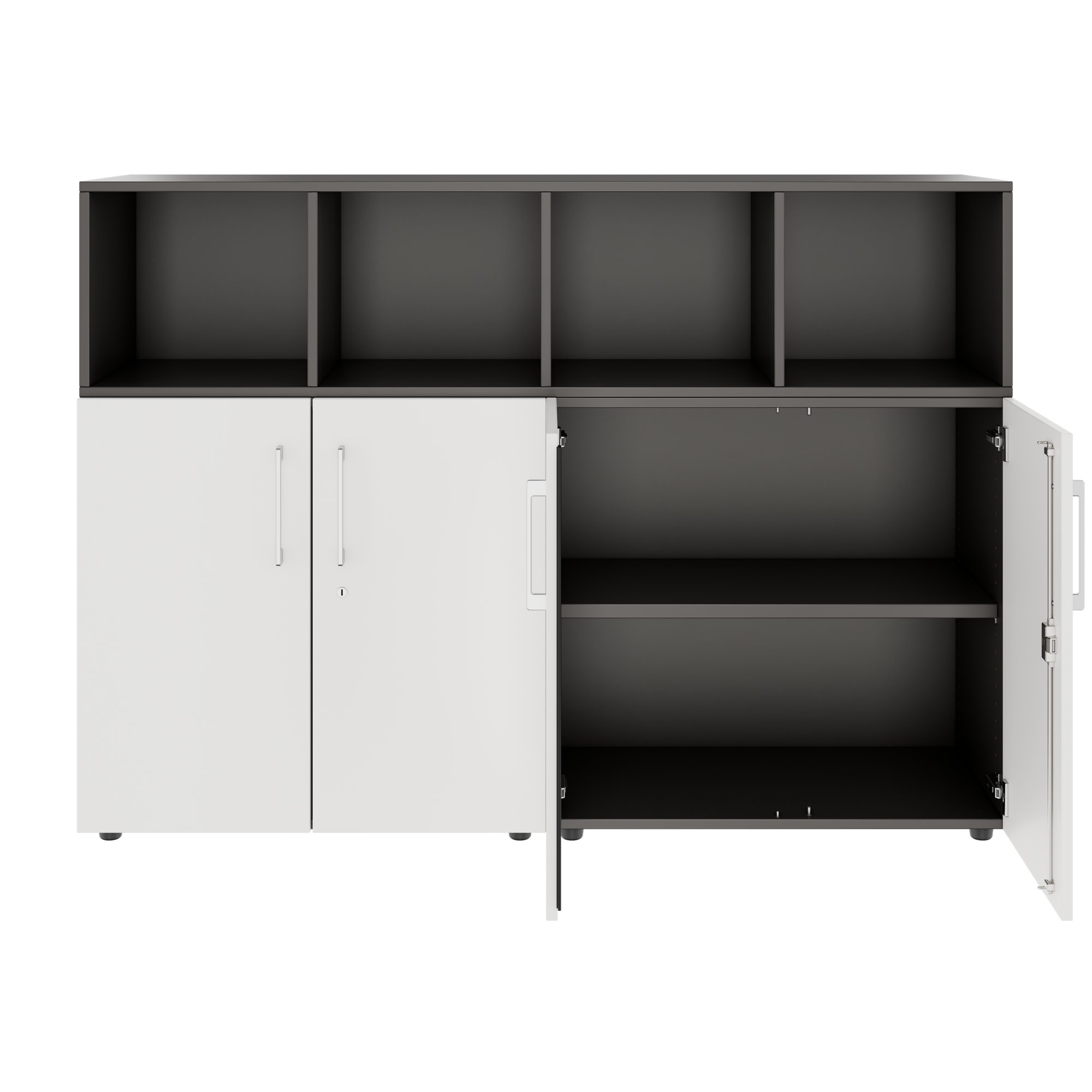 PRO Schrankwand | 3 OH, 1600 x 1140 mm, Graphit / Weiß - 3 Main Image