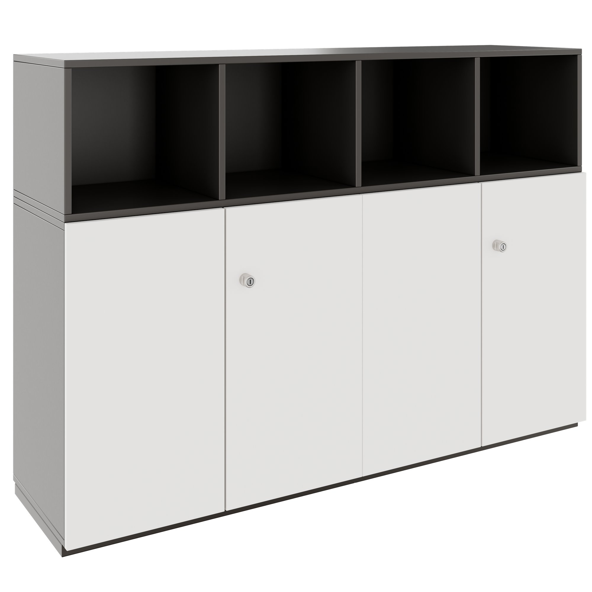 PRO Schrankwand | 3 OH, 1600 x 1140 mm, Graphit / Weiß - 1 Main Image