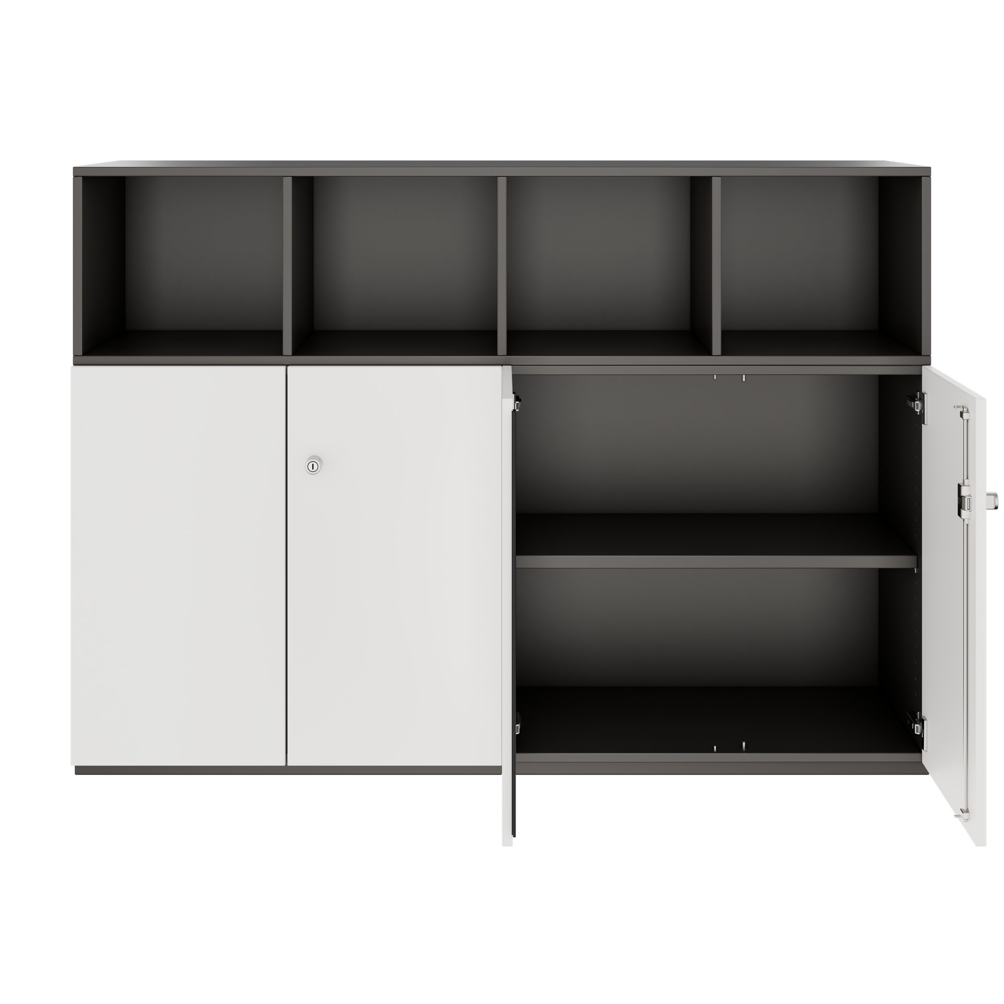 PRO Schrankwand | 3 OH, 1600 x 1140 mm, Graphit / Weiß - 3 Main Image