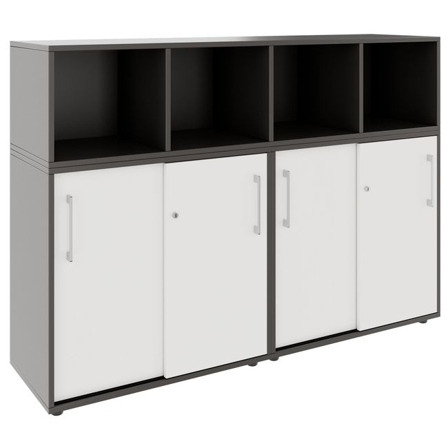 PRO Storage wall | 3 OH, 1600 x 1140 mm, Graphite / White  - 1 Main Image