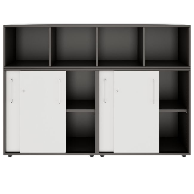 PRO Storage wall | 3 OH, 1600 x 1140 mm, Graphite / White  - 3 Main Image