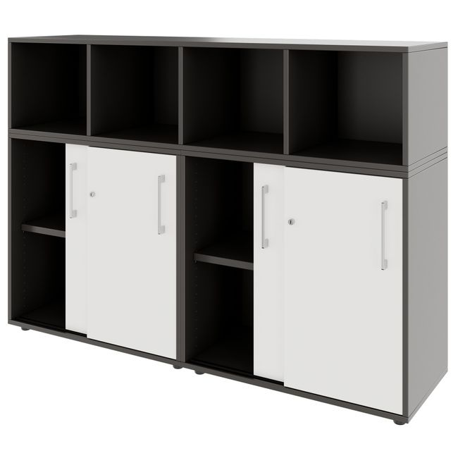 PRO Storage wall | 3 OH, 1600 x 1140 mm, Graphite / White  - 4 Main Image