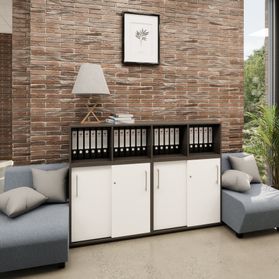 PRO Schrankwand | 3 OH, 1600 x 1140 mm, Graphit / Weiß