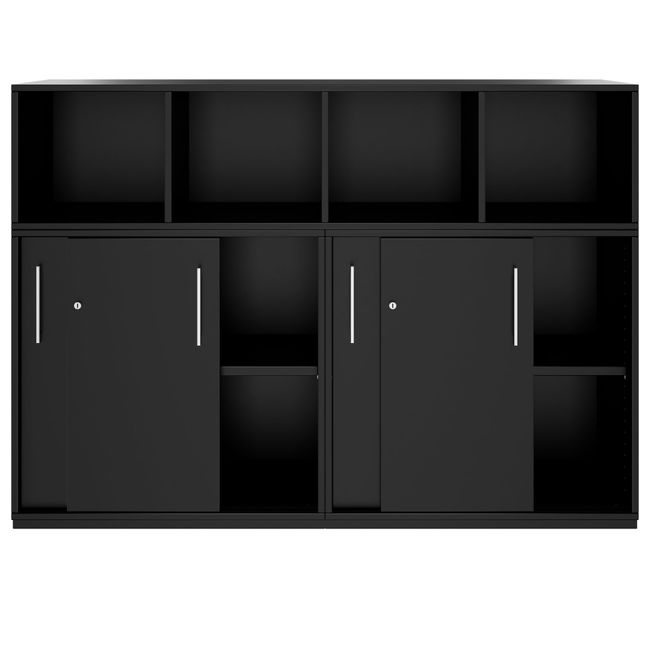 PRO Schrankwand | 3 OH, 1600 x 1140 mm, Schwarz