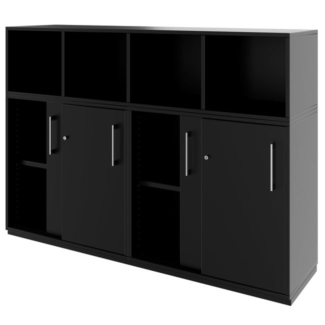 PRO Schrankwand | 3 OH, 1600 x 1140 mm, Schwarz