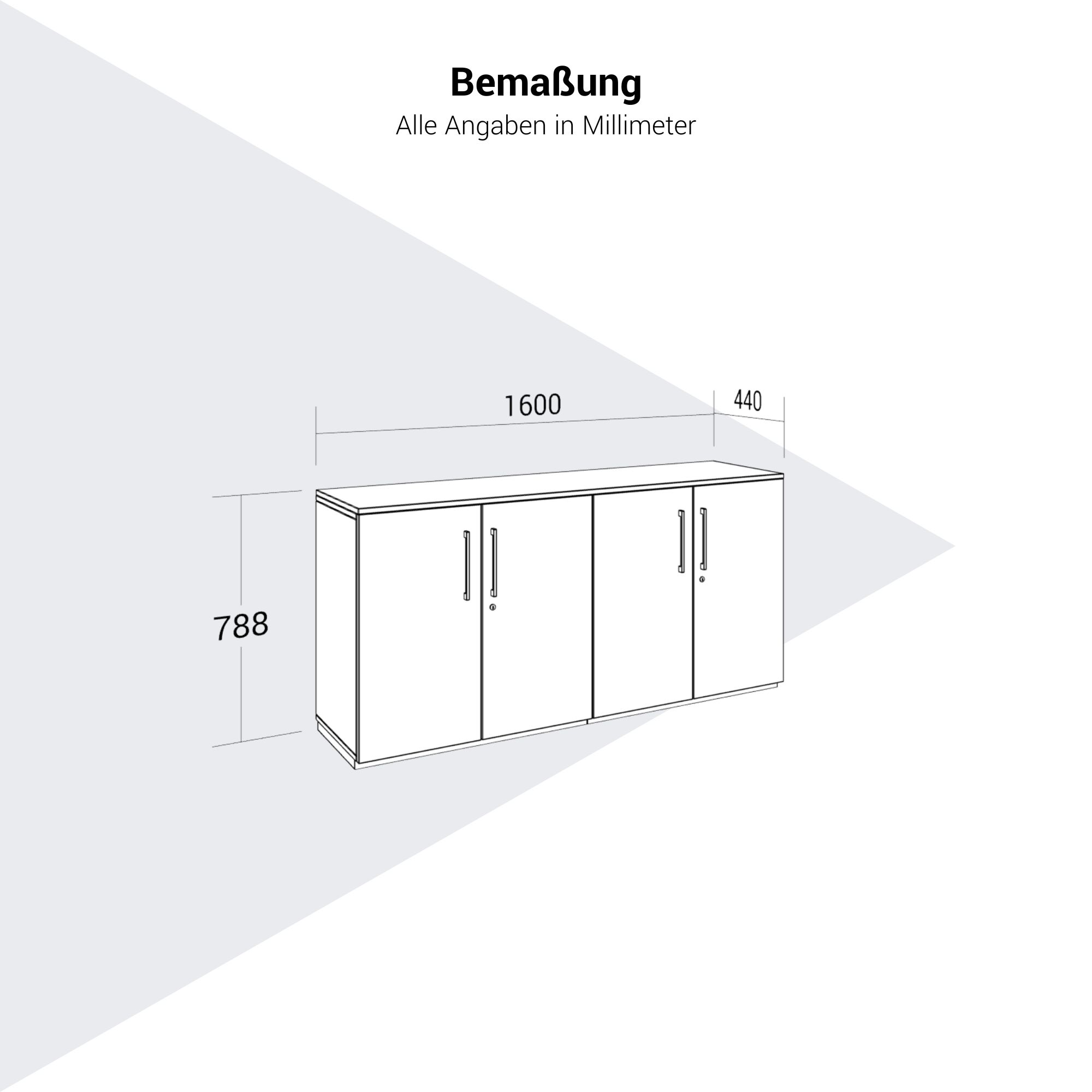 PRO Armoire murale | 2 OH, 1600 x 788 mm, graphite / blanc - 14 Main Image