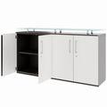 PRO Sideboard | 2 OH, 1600 x 860 mm, with glass top, graphite/white - 4 Thumbnail Image