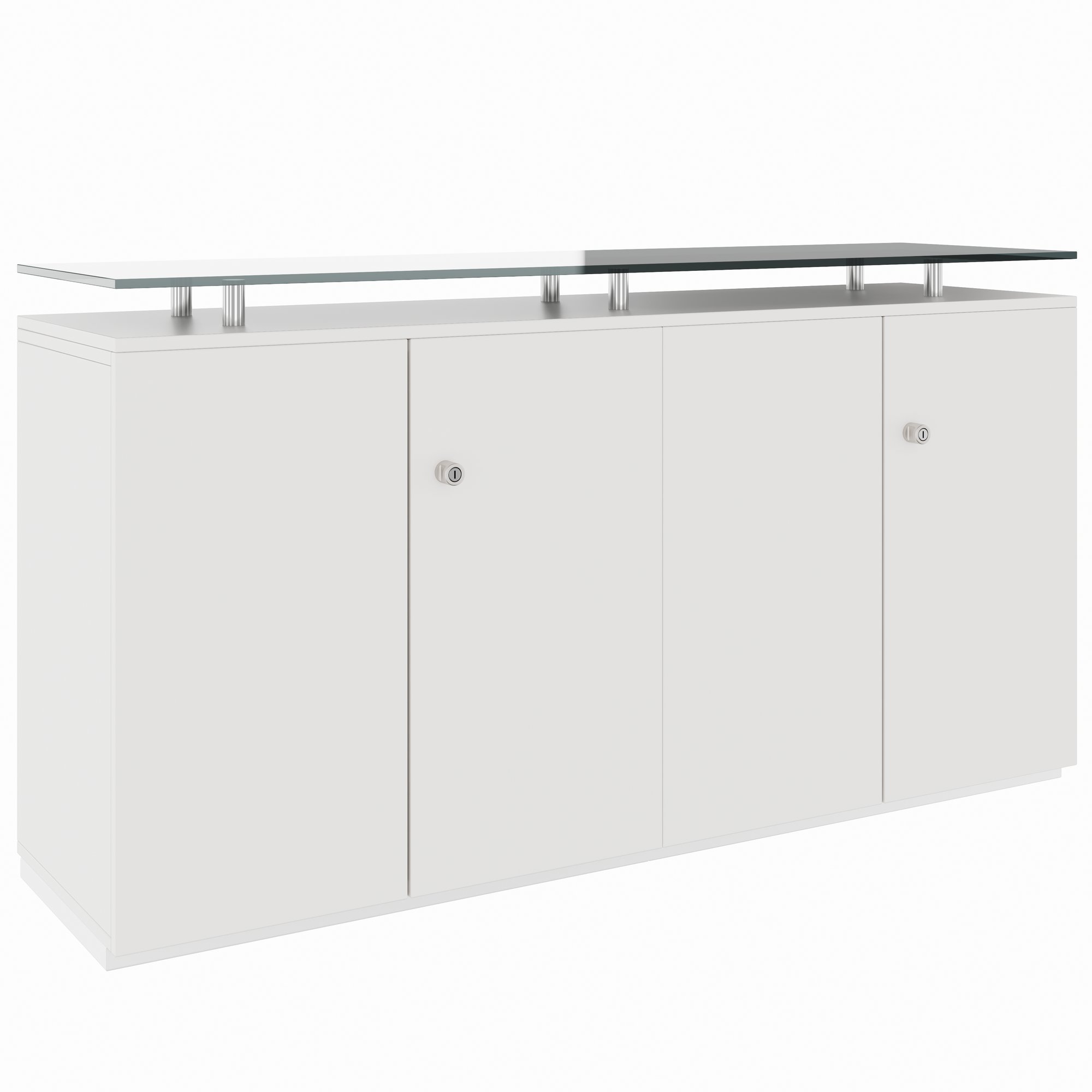 PRO Buffet | 2 OH, 1600 x 860 mm, avec plateau en verre, blanc - 1 Main Image