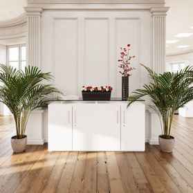 PRO Sideboard | 2 OH, 1600 x 860 mm, mit Glasplatte, Weiß