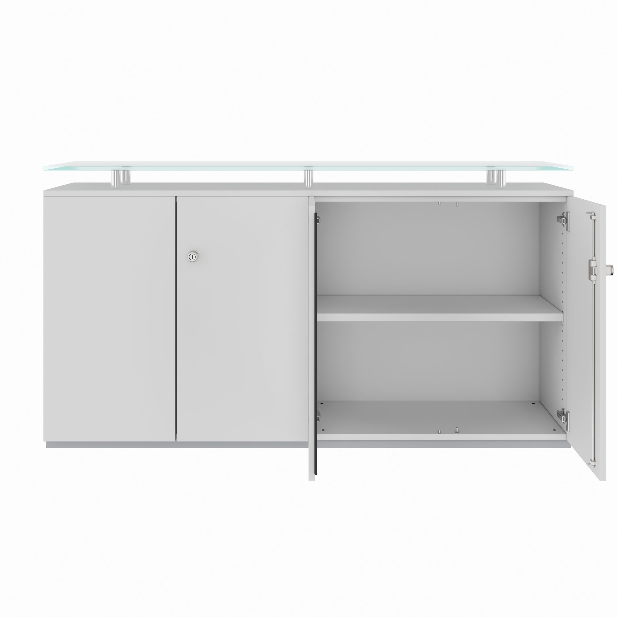 PRO Buffet | 2 oh, 1600 x 860 mm, avec plaque de verre, gris - 3 Main Image