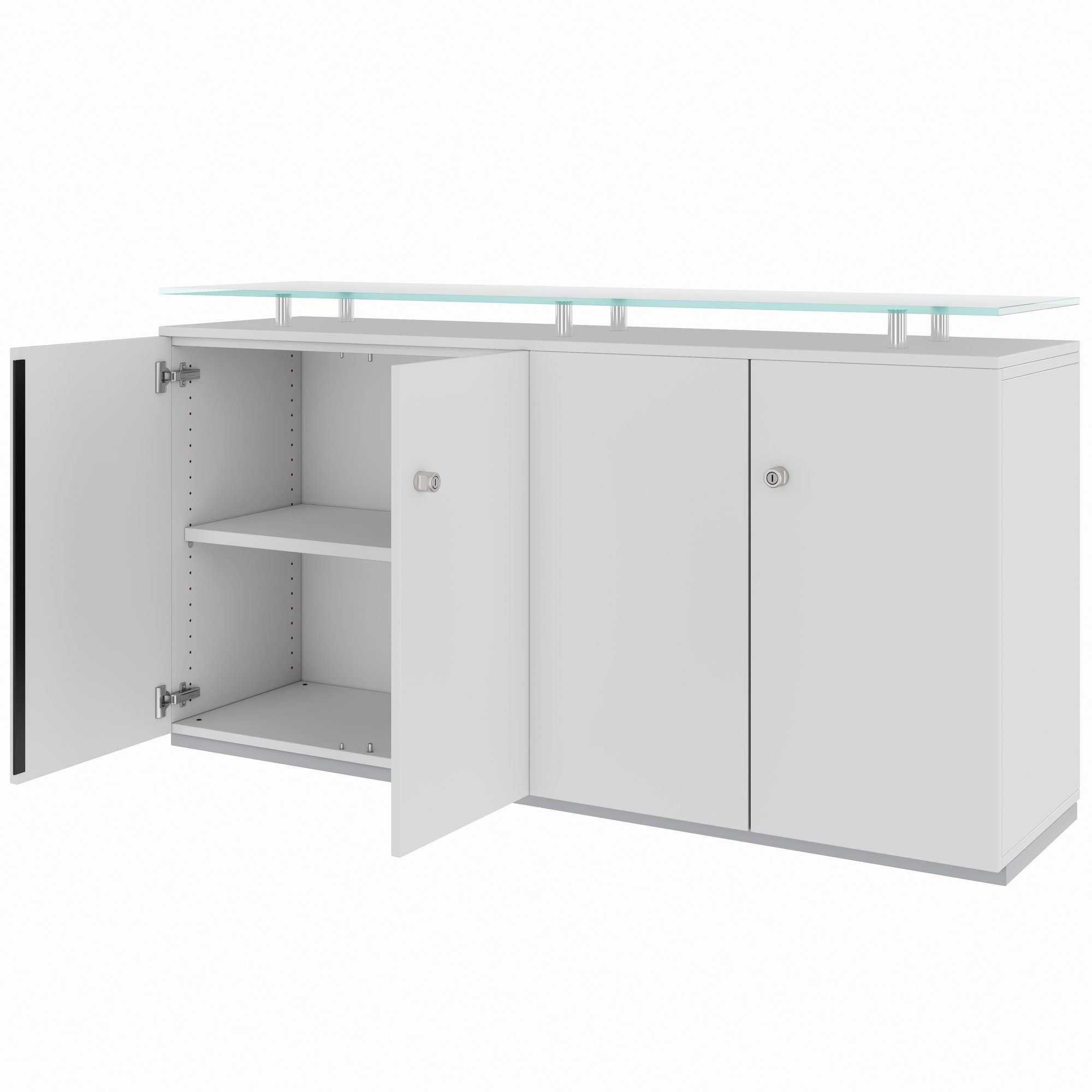 PRO Buffet | 2 oh, 1600 x 860 mm, avec plaque de verre, gris - 4 Main Image