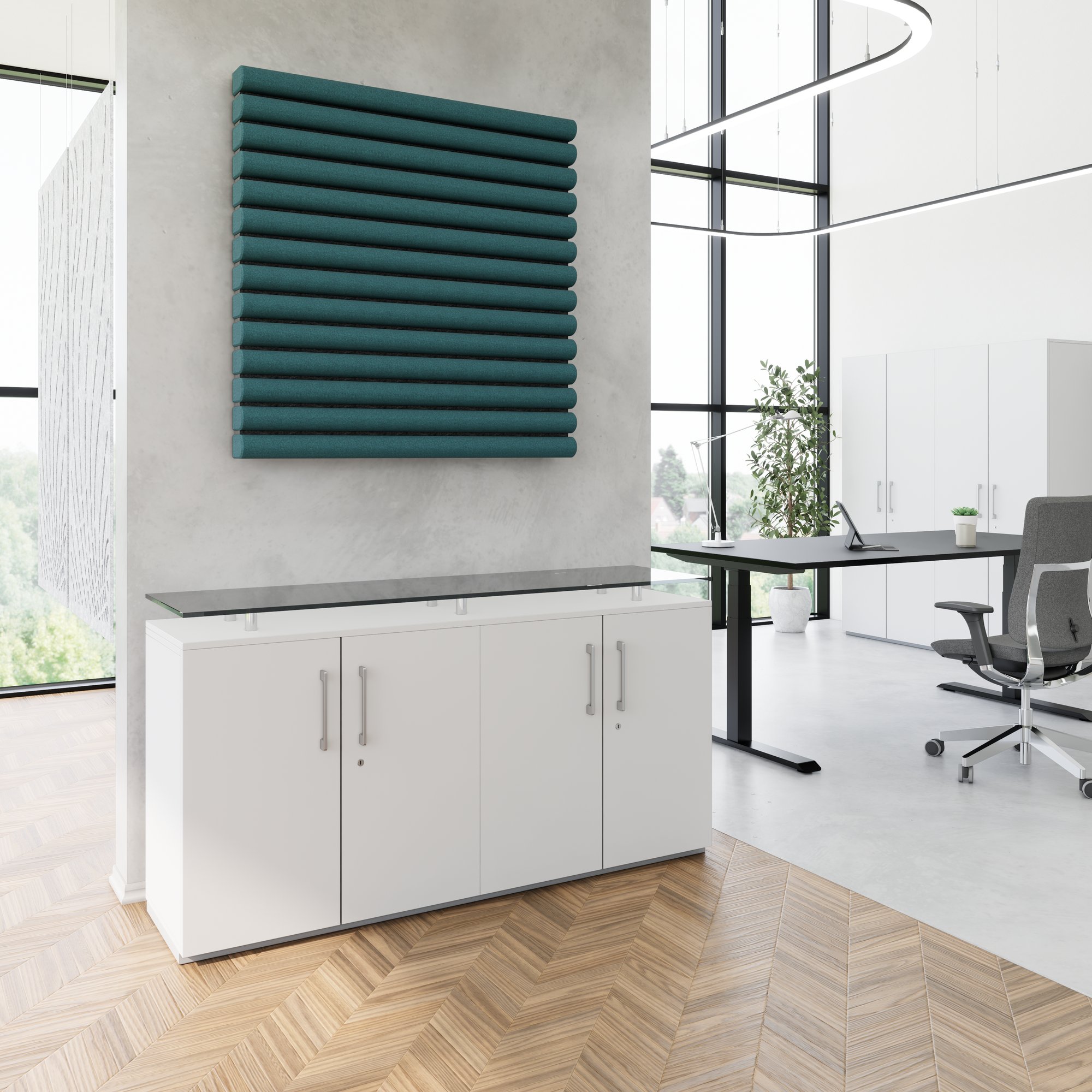 PRO Buffet | 2 oh, 1600 x 860 mm, avec plaque de verre, gris - 16 Main Image