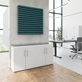 PRO Sideboard | 2 OH, 1600 x 860 mm, mit Glasplatte, Grau