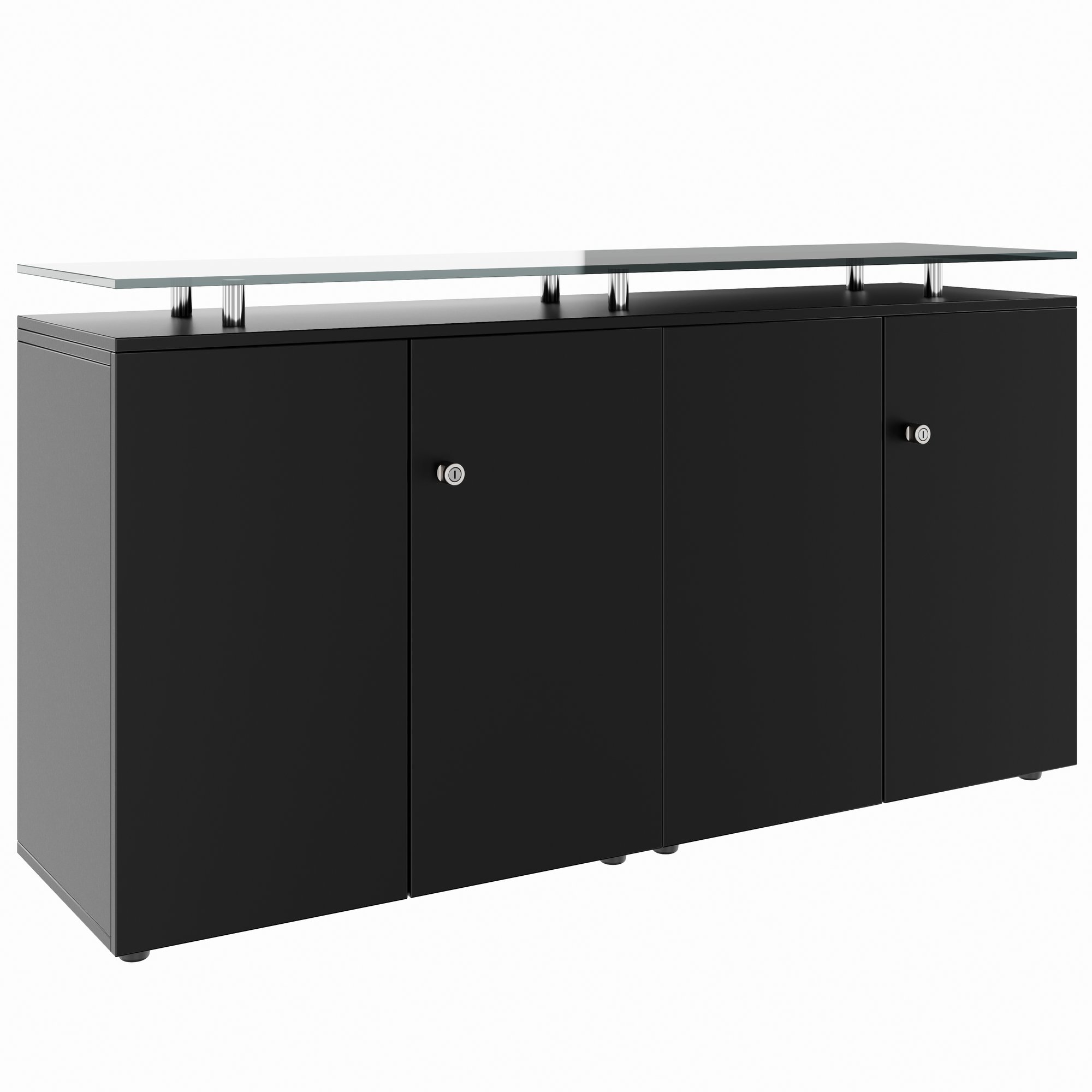 PRO Buffet | 2 oh, 1600 x 860 mm, avec plaque de verre, noir - 1 Main Image